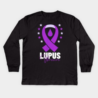 Lupus warrior ribbon Kids Long Sleeve T-Shirt